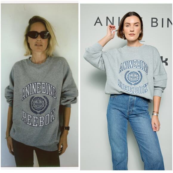 Anine Bing x Reebok Oversized  Crewneck Sweatshirt Large - Picture 1 of 9
